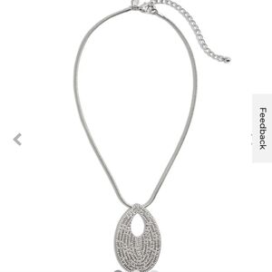 NWT Chico's Chandra Teardrop Pendant Necklace Rhinestone Bling 18"